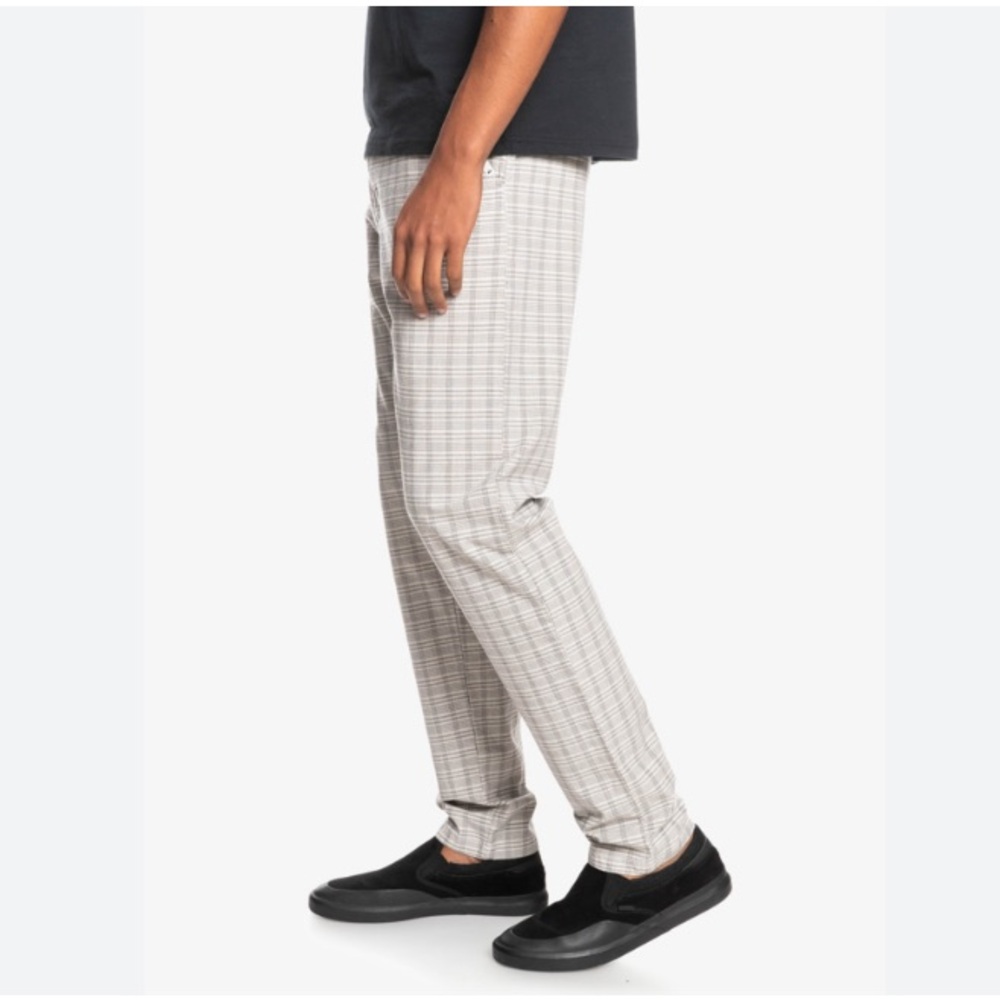 Quicksilver Sheringa Mix Chino Plaid Pants Tapered Fit Organic Cotton - Picture 3 of 14